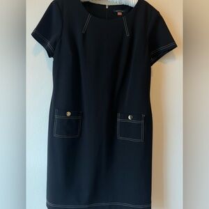 LIKE NEW Tommy Hilfiger Black Mini Dress with Pocket & Contrast Stitch Accents